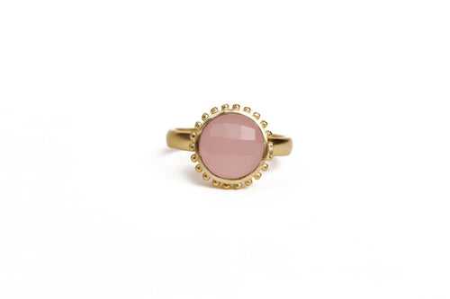 Majestic Rose Quartz Gemstone Gold Ring