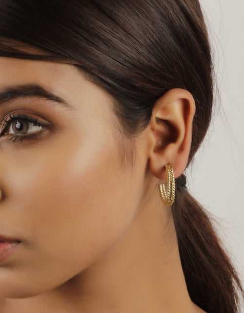 Marvellous Twisted Hoop Studs Gold Earrings for Girls
