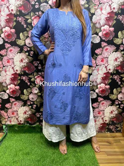 Chanderi Blue Shaded Kurti