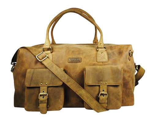 Calfnero Genuine Leather Travel Duffel Bag (321-Hunter)