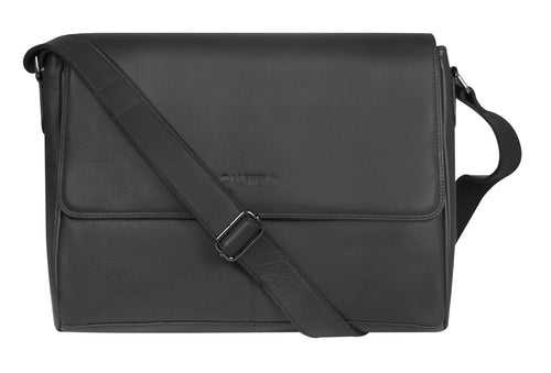 Calfnero Genuine Leather Men's Messenger Bag (848-Black)