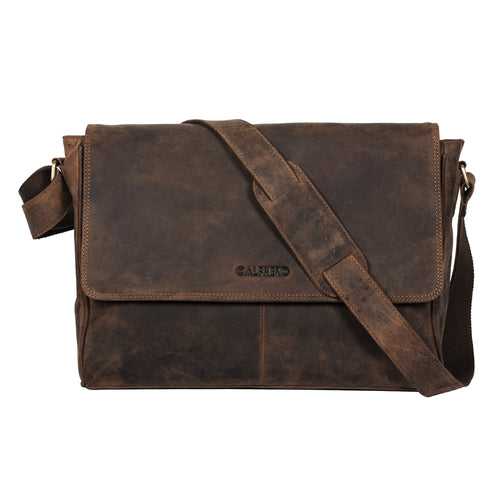 Calfnero Genuine Leather Men's Messenger Bag (882-hunter)