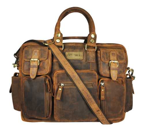 Calfnero Genuine Leather Men's Messenger Bag (882-hunter)