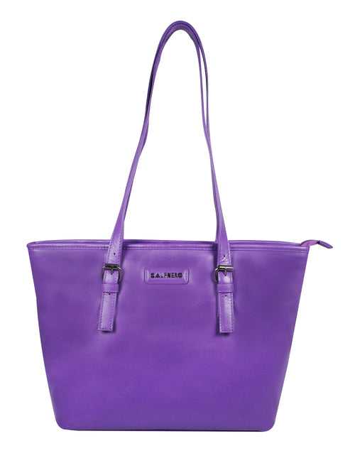 Calfnero Women's Genuine Leather Shoulder Bag (CON-3-Violet-Brinjal)