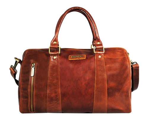 Calfnero Genuine Leather Travel Duffel Bag (LB-04-Cognac)