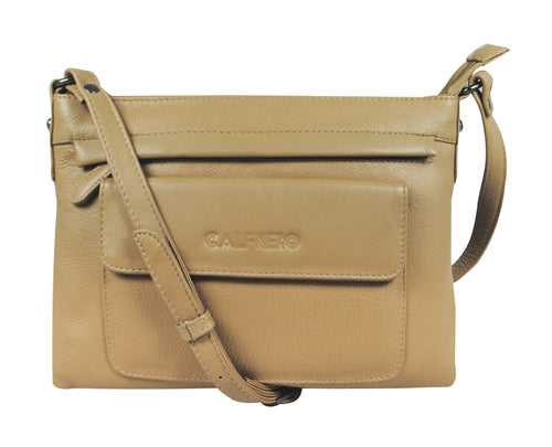 Calfnero Genuine Leather Women's Sling Bag (71437-Beige)