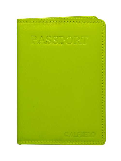 Calfnero Genuine Leather Passport Wallet-Passport Holder (P10-Lime-Green)