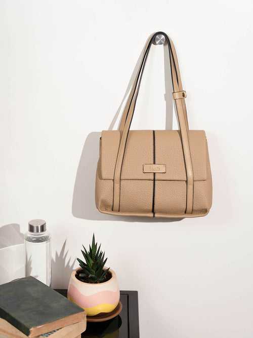 Women Khaki Textured Shoulder Bag