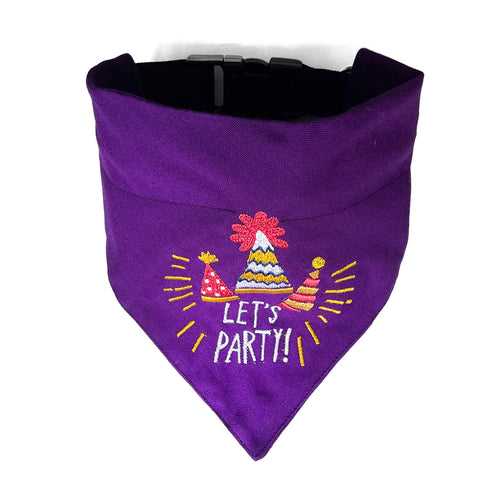 "Let's Party" Embroidered Dog Bandana