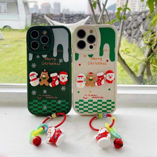 Festive Cartoons Phone Case with Santa Charm