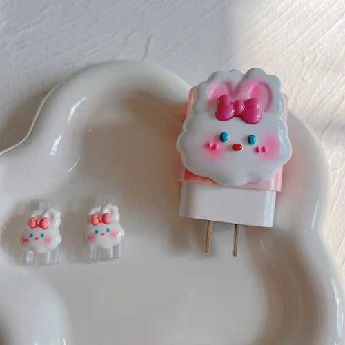 Cute Cartoon Rabbit Charger Protector Kit