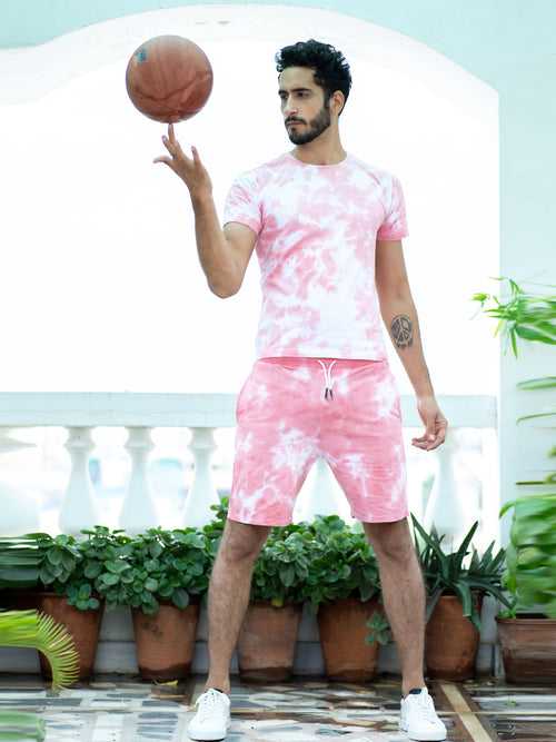 Peach Tie and Dye T-shirt and Shorts