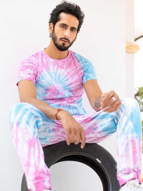 Motivated AF Pink and Blue Tie and Dye T-shirt and Joggers Co-Ord Set