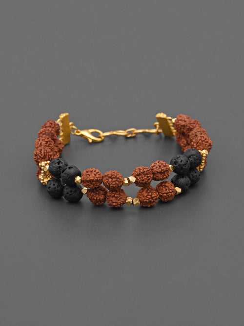 Rudraksha and Lava Beads Mens Bracelet