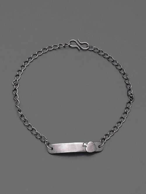 Oxidised Spade Silver Mens Bracelet