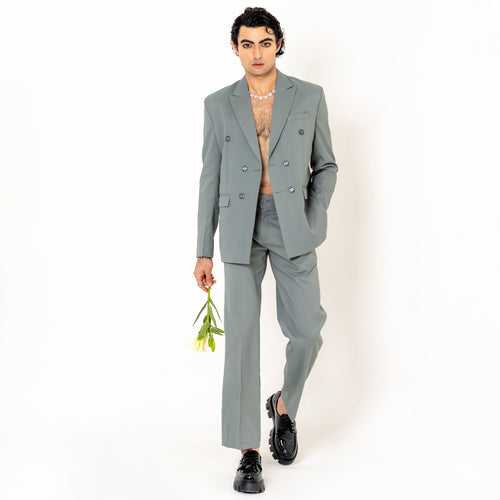 Grey Loose Fit Suit Set