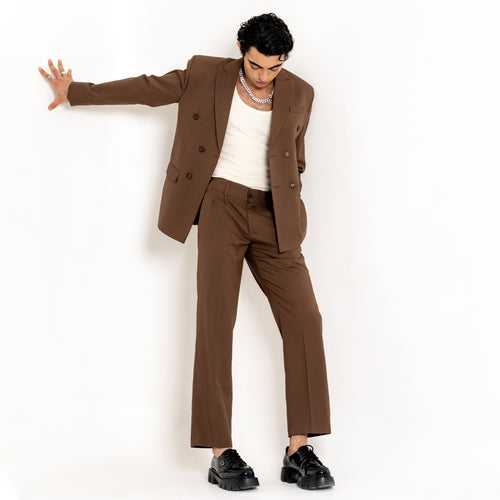 Brown Loose Fit Suit Set