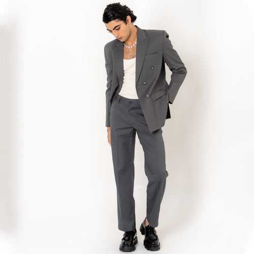 Dark Grey Loose Fit Suit Set