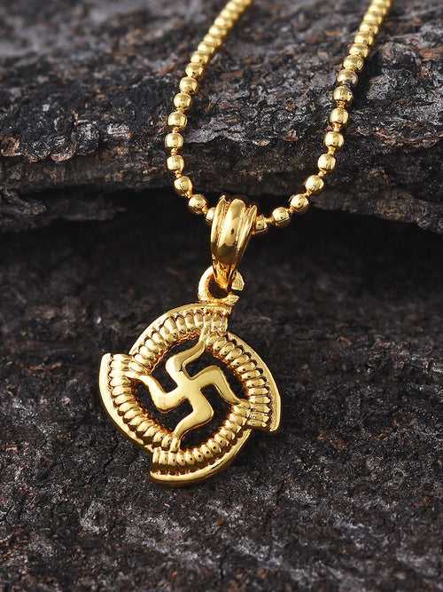 Swastik Gold Plated Pendant