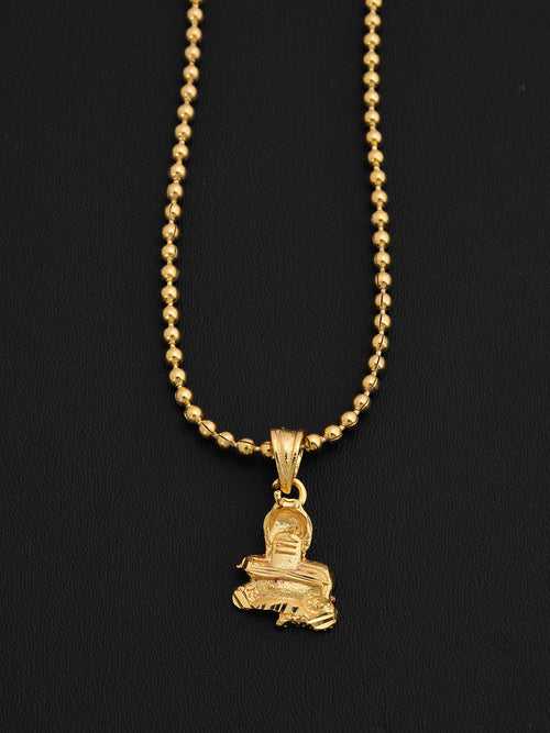 Shivling Small Gold Plated Mens Pendant
