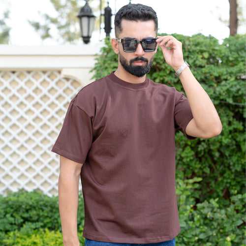 Dark Brown Oversize French Terry T-Shirt