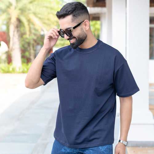 Navy Blue Oversize French Terry T-shirt