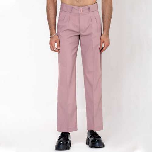 Two Buttons  Double Pleated Salmon Pink Korean Pant