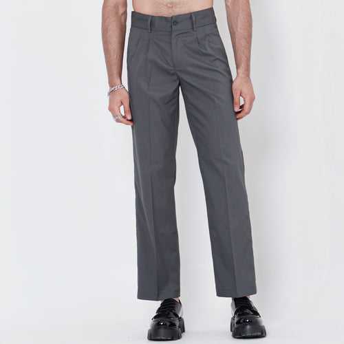 Double Pleated Dark Grey Korean  Pant