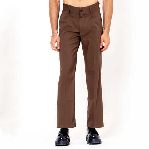 Single Pleated  Brown Korean Pant