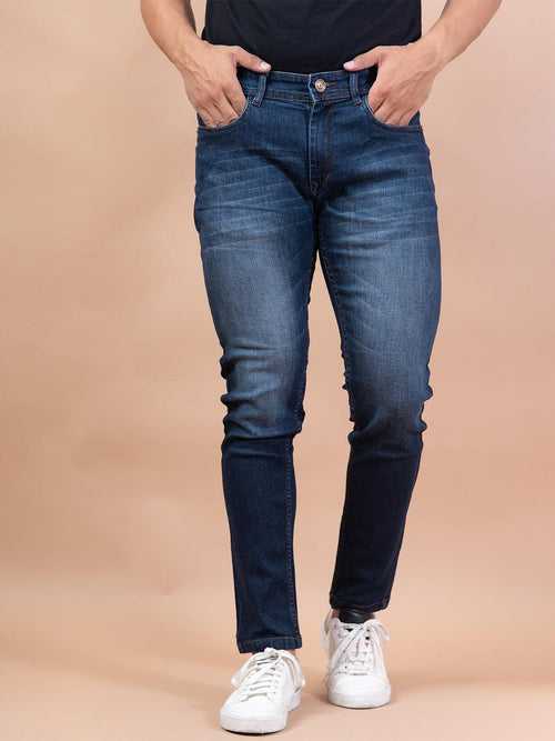 Blue Denim Ankle Length Stretchable Men's Jeans
