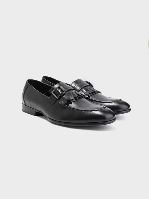 Classic Black Leather Men's Slip-On Loafer Shoes