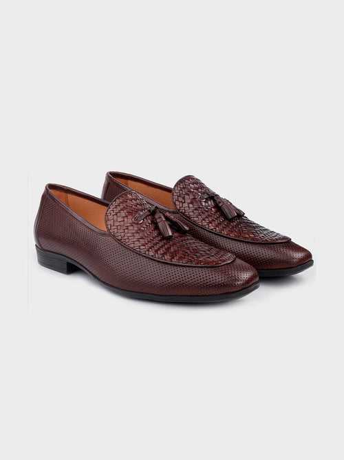 Men's Classic Brown Leather Slip-On Tassel Shoes