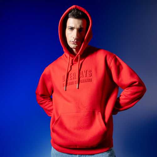 Red Embossed Hoodie