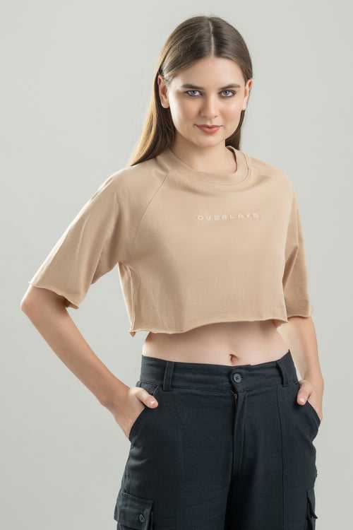 Relaxed Fit Raglan Nude Crop Top