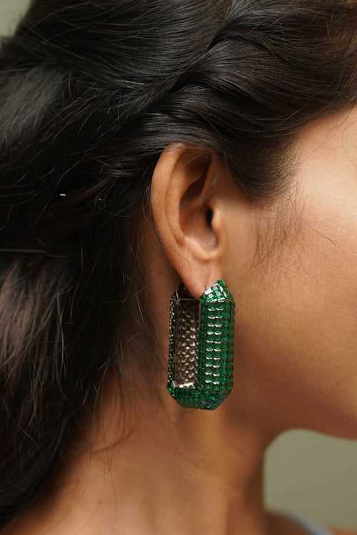 Esmeralda Emerald Chunky Party Wear Hoop Earrings