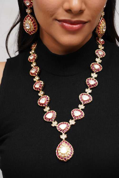 Manisha Long Indian Polki Set with Earrings