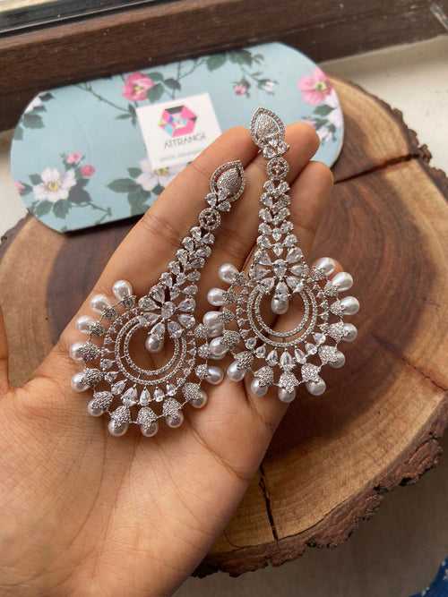 Navya Long Diamond and Pearl Earring