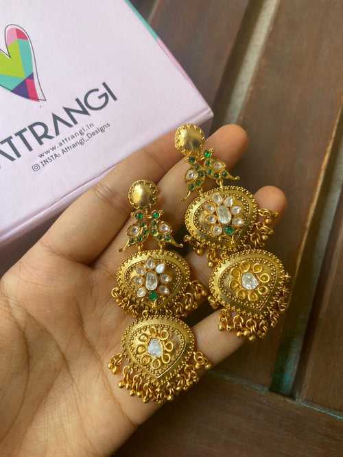 Bhagwati Gold Long Indian Earring