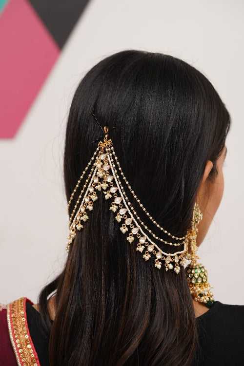 Malini Three-Layer Uncut Diamond Hair Chain