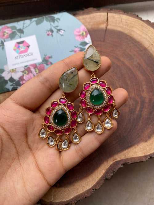 Mansi Ruby And Emerald Indian Earrings