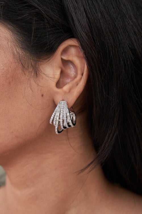 Multi Claw Diamond Bali Earrings