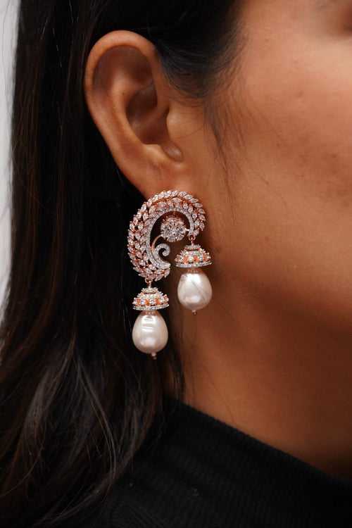 Petunia Diamond Earrings | Baroque Pearl