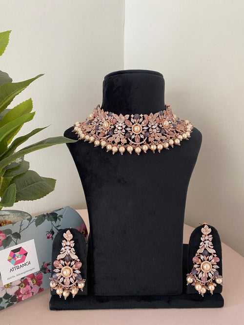 Queen Clarion Diamond Necklace Set with Beads | LaLa Land Collection