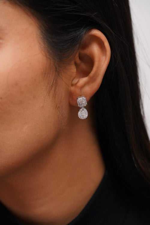 Zelda Tiny Dual Drop Baguette Diamond Earrings