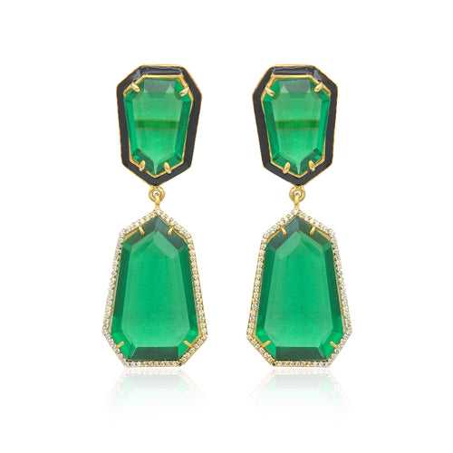 Green Crystal Rock Earrings