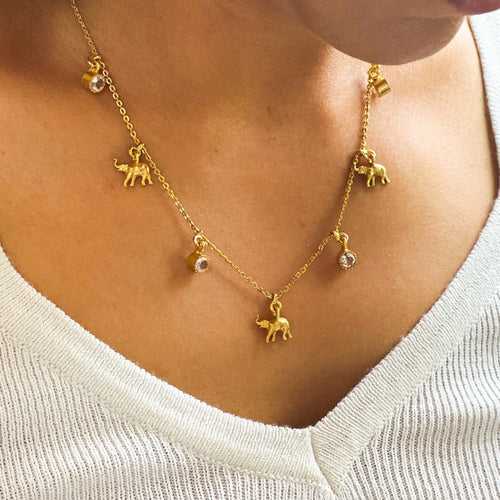 Mini Haathi Zircon Necklace