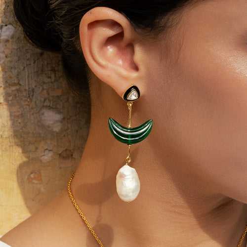 Crescent Pearl Earrings