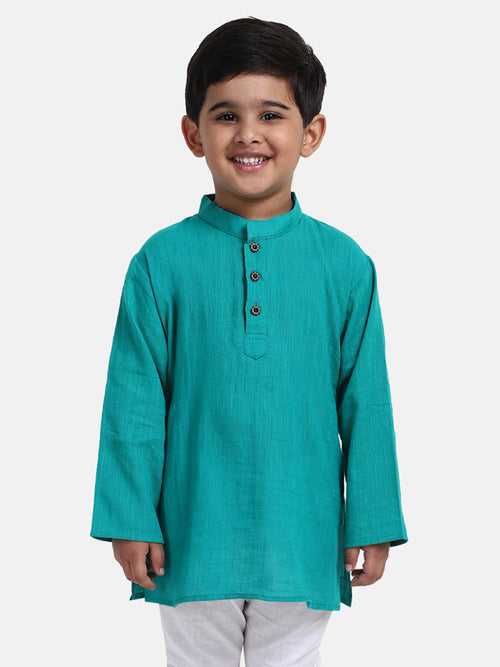 BownBee Boys Slub Cotton Kurta Pajama -Green