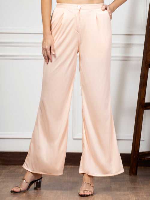 Women Pink Korean Style Flare Trouser