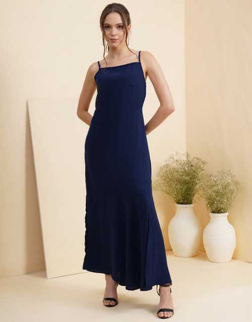 Blue Square Neck Maxi Dress